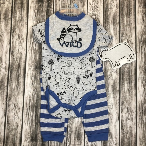 CJP BABY 3-Pc 0-3M Raccoons Foxes Bears OUTFIT NEW - Picture 9 of 10